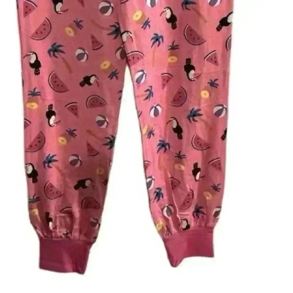 Chelsea Peers Women's Xs Pajama Set Tropic Like It's Hot In White And Pink — image 8 of 8